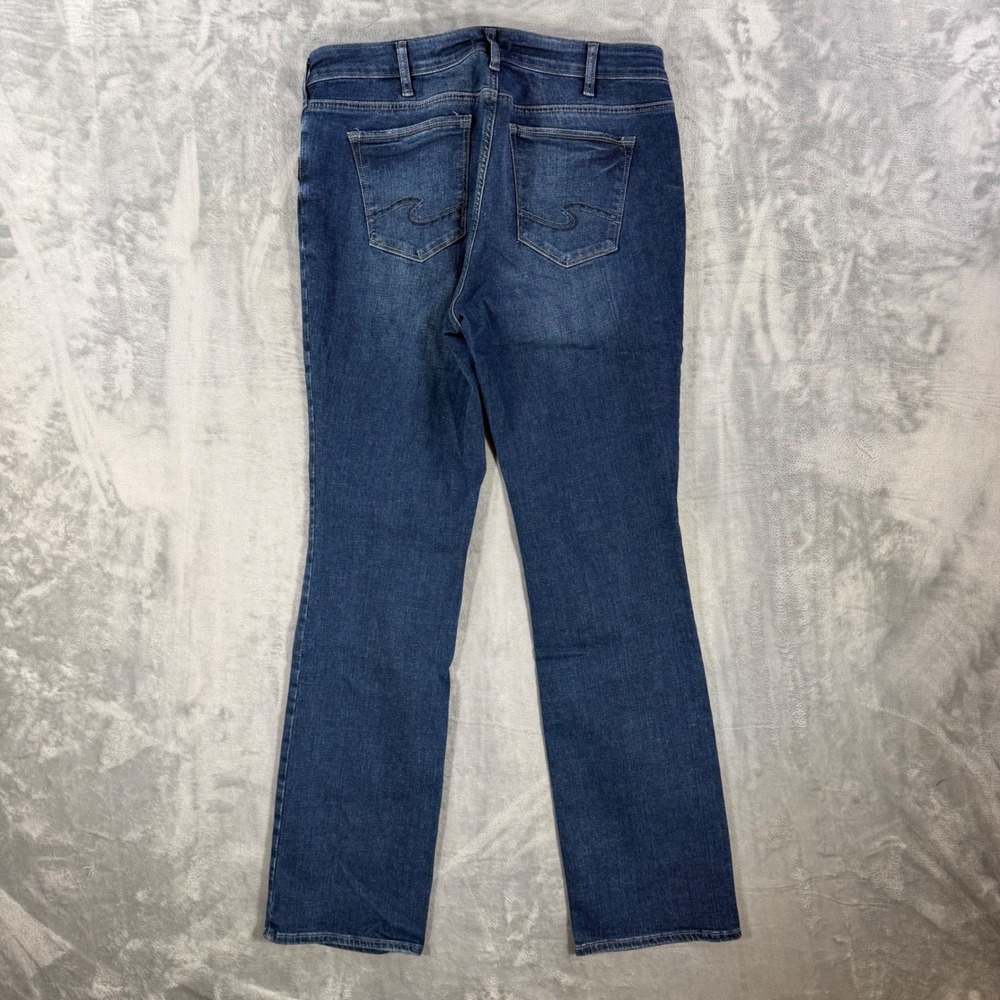 Silver Jeans Elyse Slim Boot Curvy Jeans Women's Size 14W x 35 Blue Dark Wash